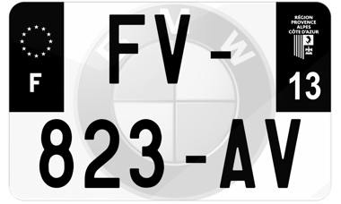 Plaque d'immatriculation moto noire fond logo BMW