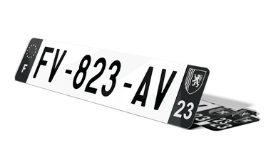 Plaque d'immatriculations noires Creuse 23