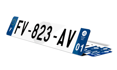 Plaque d'immatriculation fond logo Ain 01
