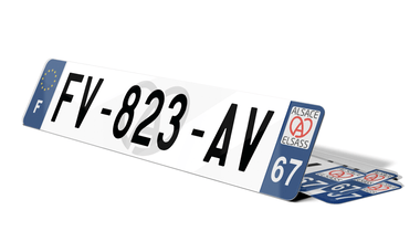 Plaque immatriculation fond logo Alsace 67