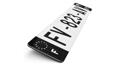 Plaque d'immatriculation Mode noir Eurobande noire et picto blanc