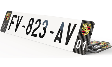 Plaque immatriculation Noire Eurofrance Porsche Carbone