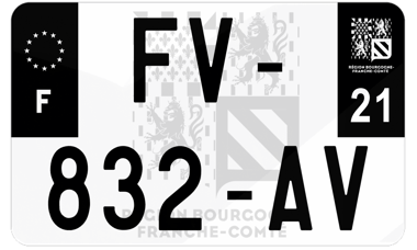 Plaque d'immatriculation moto noire fond logo Côte-d'Or 21