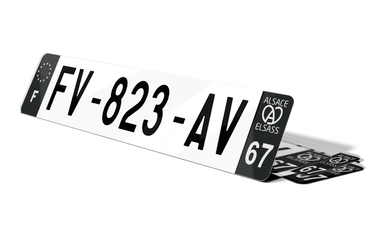 Plaque d'immatriculation noire Alsace 67