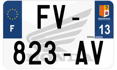 Plaque d'immatriculation moto fond logo Honda