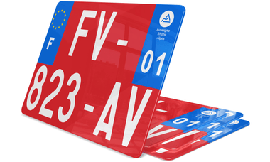 Plaque immatriculation voiture rouge 27,5x20