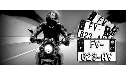 Plaque immatriculation Moto Noire