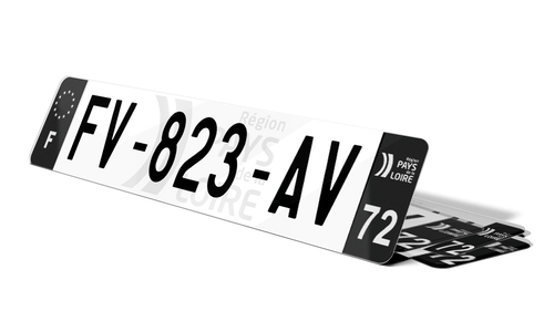 Plaque d'immatriculation noire fond logo Sarthe