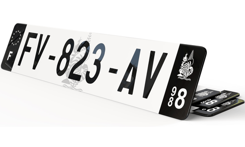 Plaque immatriculation Noire Fond logo Nouvelle Calédonie