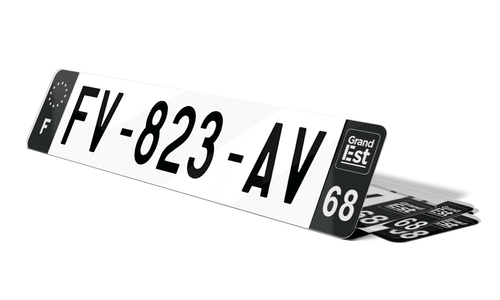 Plaque d'immatriculations noires Haut-Rhin 68