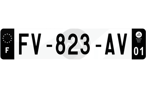 Plaque immatriculation noire fond logo Auvergne-Rhône-Alpes