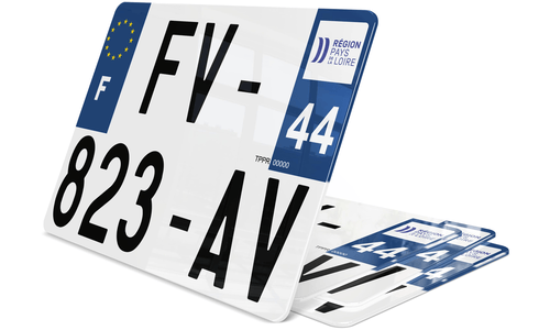 Plaque d'immatriculation 27,5x20 cm Loire-Atlantique 44