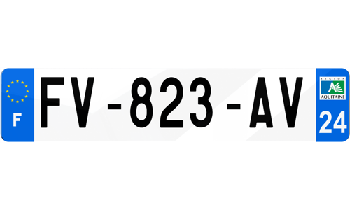 Plaque d'immatriculation Dordogne 24