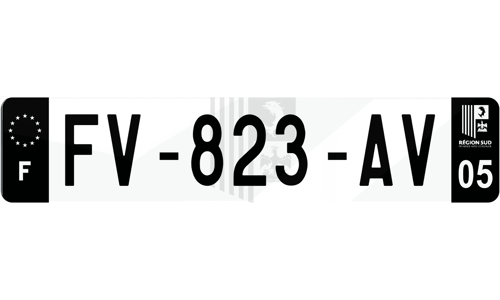 Plaque immatriculation noire fond logo PACA