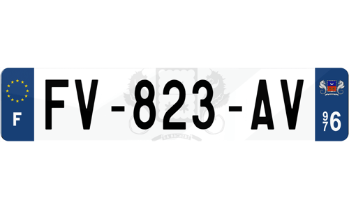 Plaque immatriculation fond logo Mayotte 976