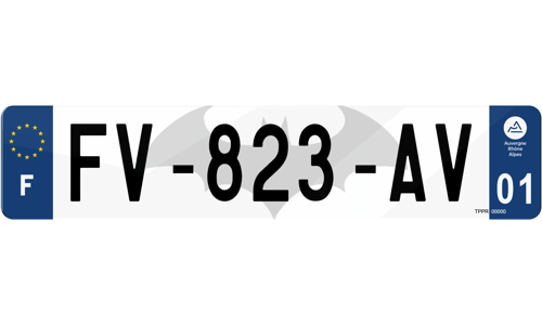 Plaque immatriculation fond logo Batman