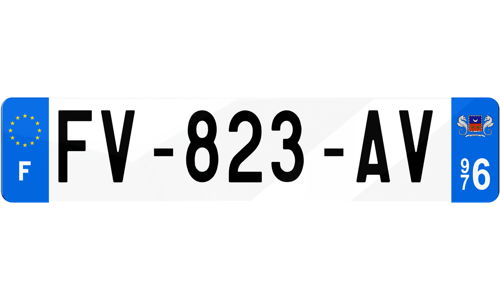 Plaque d'immatriculations Mayotte 976