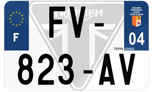 Plaque d'immatriculation moto fond logo Triumph