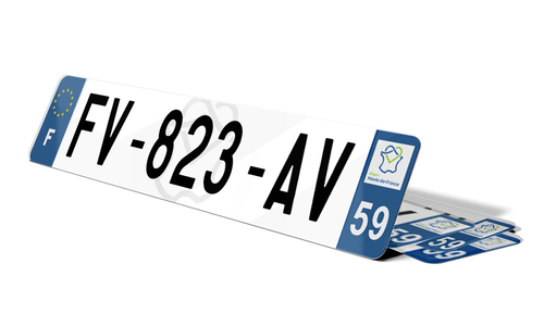 Plaque d'immatriculation fond logo Nord 59