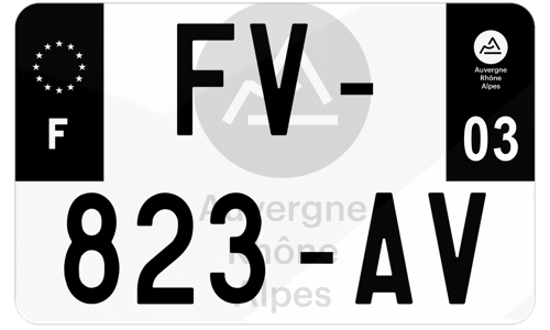 Plaque d'immatriculation moto noire fond logo Allier 03
