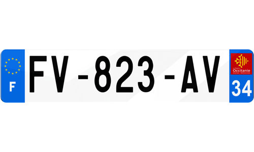 Plaque d'immatriculations Hérault 34