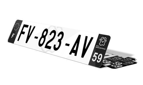 Plaque d'immatriculation noire fond logo Nord