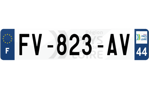 Plaque immatriculation fond logo Pays de la Loire