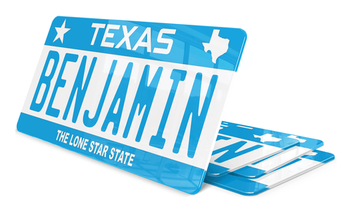 Plaque USA Texas Prénom bleu ciel