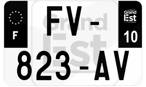 Plaque d'immatriculation moto noire fond logo Aube 10