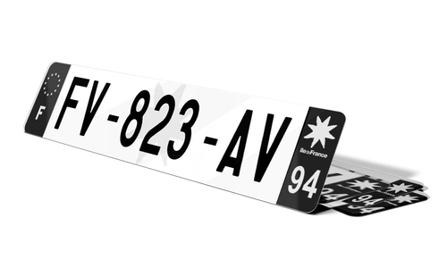 Plaque d'immatriculation noire fond logo Val-de-Marne