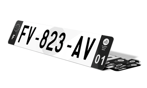 Plaque d'immatriculation noire fond logo Ain