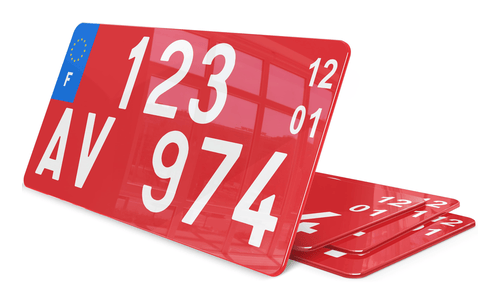 Plaque immatriculation transit temporaire rouge 30x15