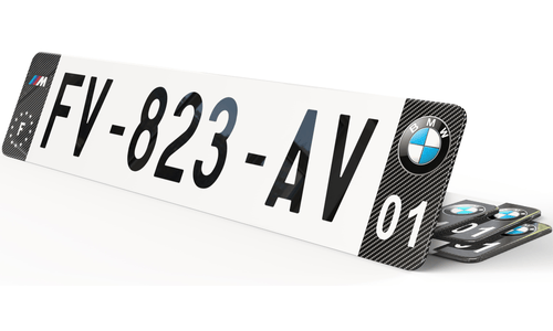 Plaque immatriculation Noire Eurofrance Carbone BMW