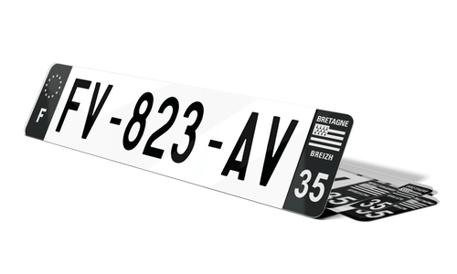 Plaque d'immatriculations noires Ille-et-Vilaine 35