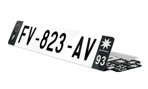 Plaque d'immatriculations noires Seine-St-Denis 93