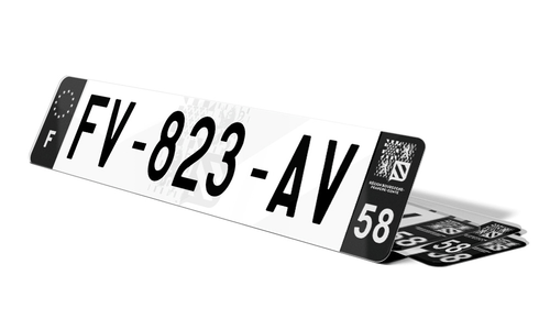 Plaque d'immatriculation noire fond logo Nièvre
