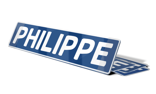Plaque prénom Bleu blanc