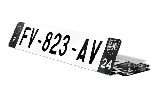 Plaque d'immatriculations noires Dordogne 24