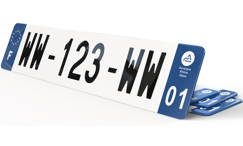 Plaque immatriculation WW provisoire Bleu Marine