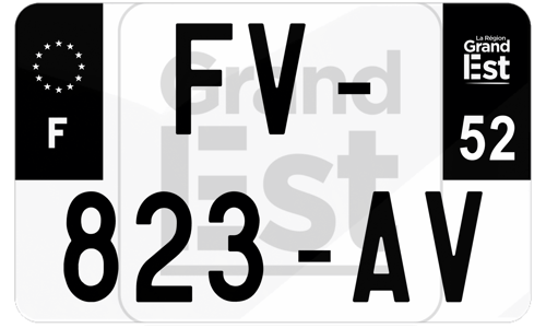 Plaque d'immatriculation moto noire fond logo Haute-Marne 52