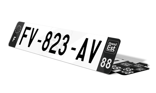 Plaque d'immatriculation noire fond logo Vosges