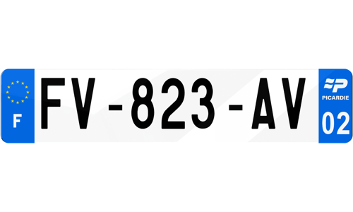 Plaque d'immatriculation Aisne 2