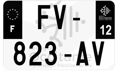 Plaque d'immatriculation moto noire fond logo Aveyron 12