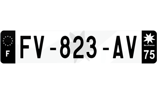 Plaque immatriculation noire fond logo Île-de-France