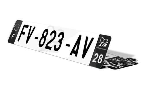 Plaque d'immatriculation noire fond logo Eure-et-Loir