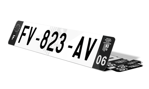 Plaque immatriculation noire fond logo Alpes-Maritimes