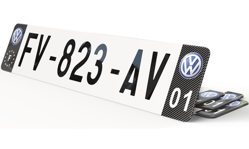 Plaque immatriculation Noire Eurofrance Volkswagen Carbone