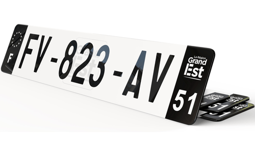 Plaque d'immatriculation noire fond logo Marne