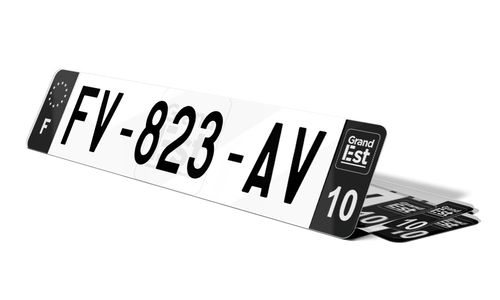 Plaque d'immatriculation noire fond logo Aube