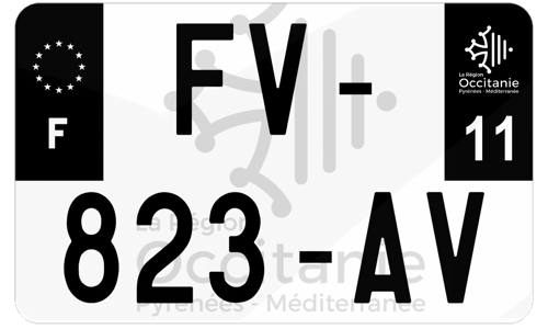 Plaque d'immatriculation moto noire fond logo Aude 11